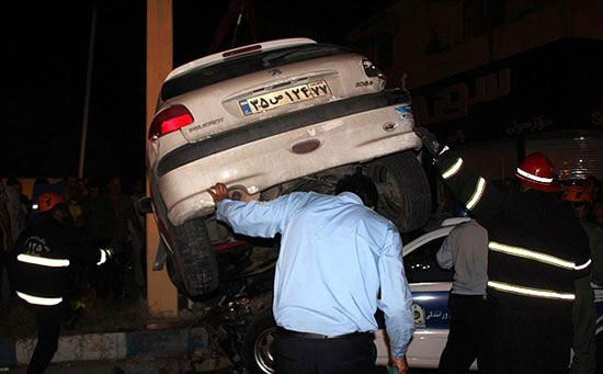 تصادف شدید 206 با خودرو پلیس