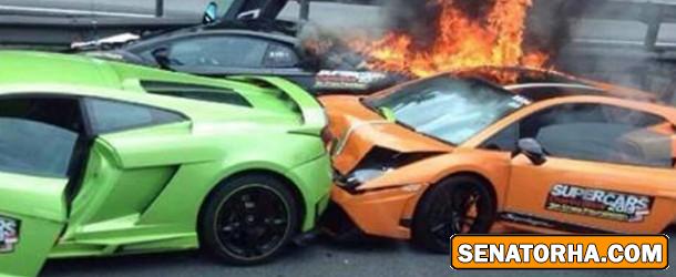 تصادف فاجعه بار 3 لامبورگینی تصادف فاجعه بار 3 لامبورگینی