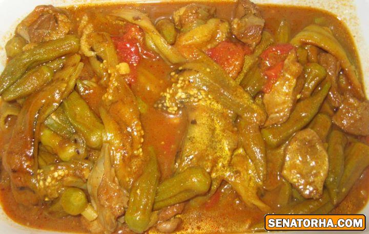 خورش بامیه با بادمجان