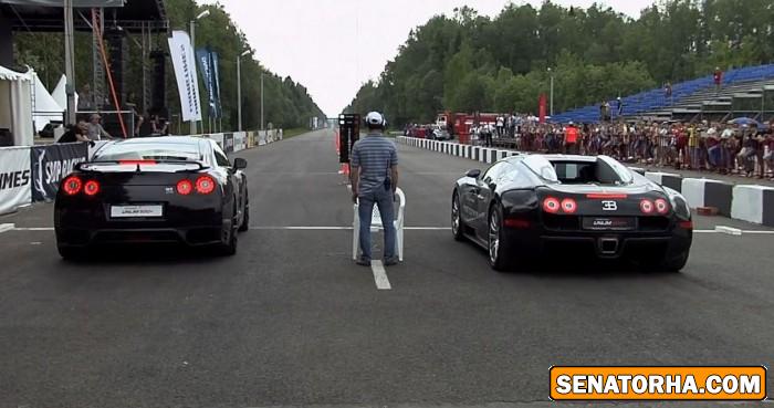 کلیپ Bugatti Veyron vs Nissan GT-R