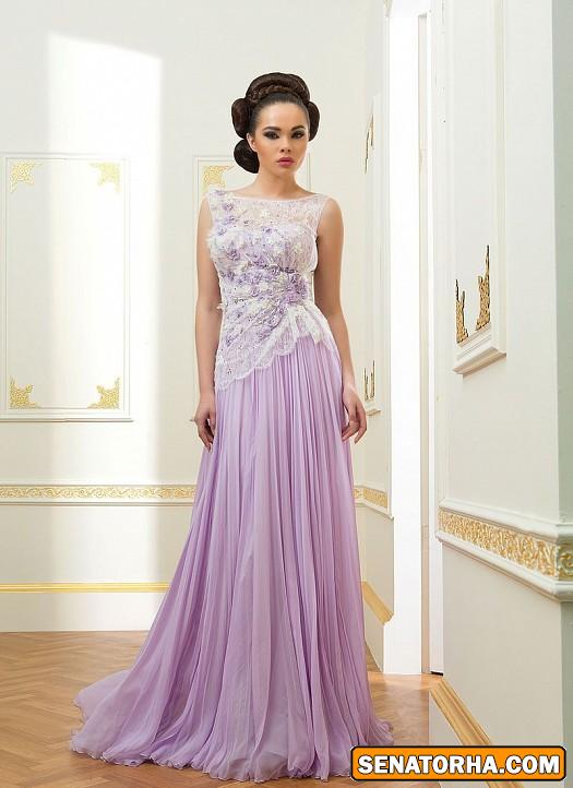 مدل لباس شب ۲۰۱۵ جدید کار شده با حریر و گیپور