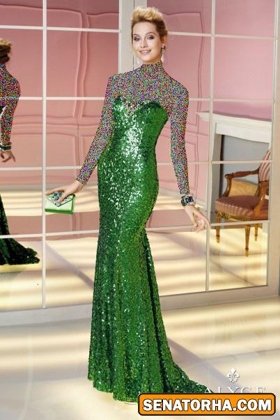 جدیدترین مدل لباس مجلسی سبز رنگ