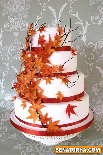 عکس کیک عروسی طرح پاییز