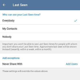 مخفی کردن زمان آنلاین بودن در تلگرام Last seen recently